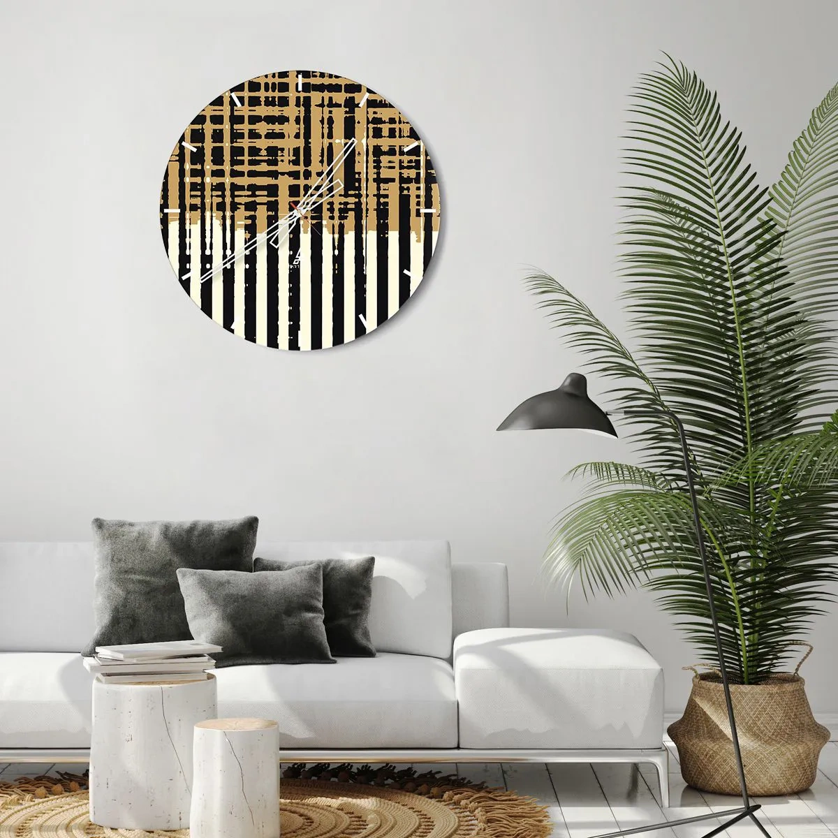 Wall clock - Clock on glass - Architectural Abstract - 40x40 cm