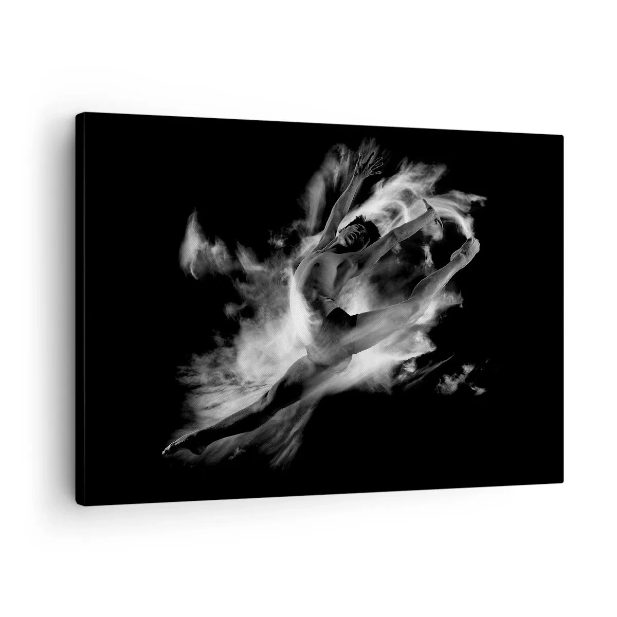 Canvas picture - A dancer in a dynamic pose against a black background - 70x50cm - Stopped i in Flight - Modern wall decoration for the living room and bedroom ARTTOR