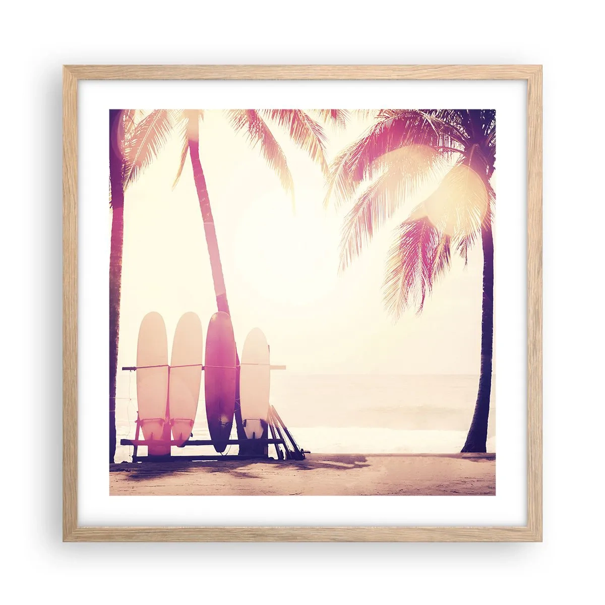 Poster in light oak frame - It Will Be a Wonderful Day - 50x50 cm