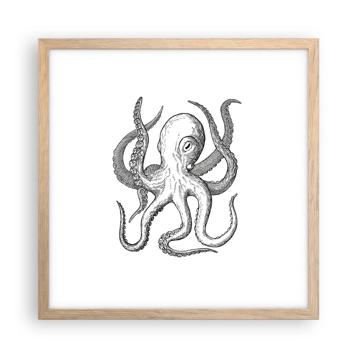 Poster in light oak frame - Dancing with the Waves - 40x40 cm