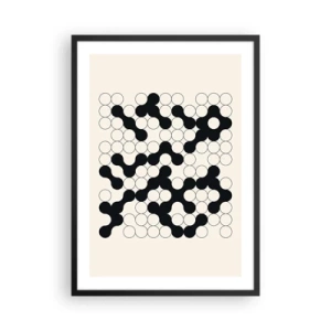 Poster in black frame - Geometric composition of black and white circles - 50x70cm - Chinese Play - Variation - Modern wall decoration for the living room and bedroom ARTTOR