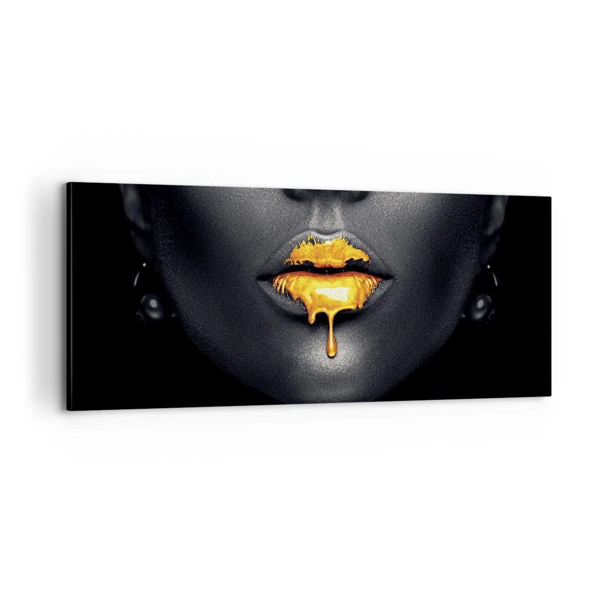 Canvas picture - Golden Lips - 100x40 cm