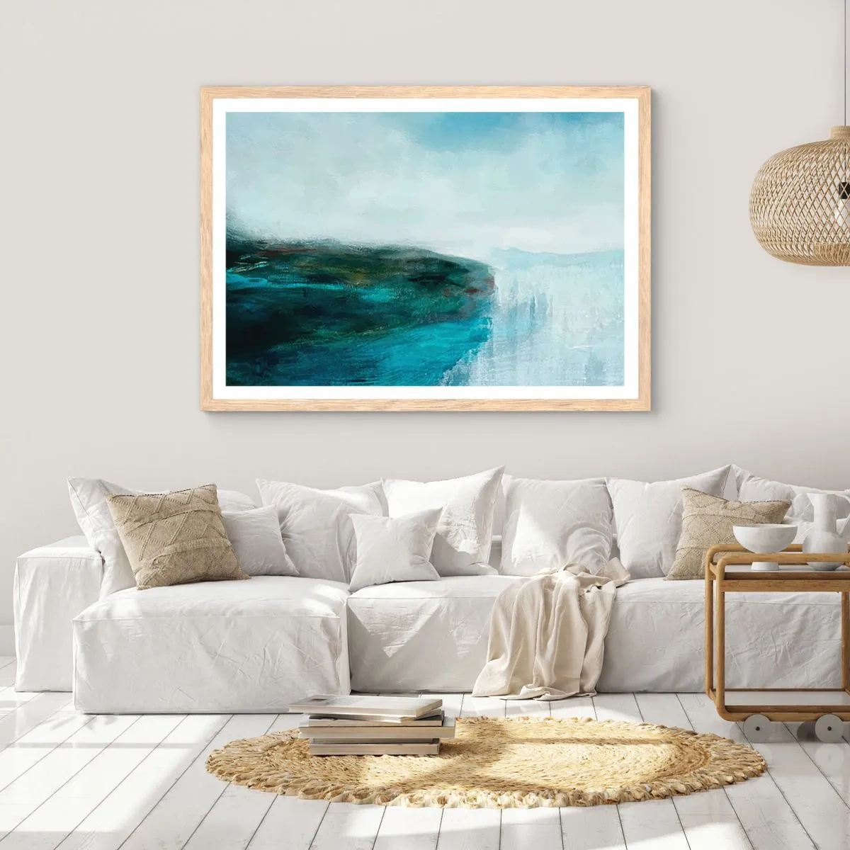 Poster in light oak frame - Marine Abstract - 91x61 cm