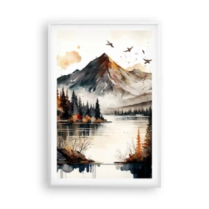 Poster in white frmae - Golden Autumn in the Mountains - 61x91 cm