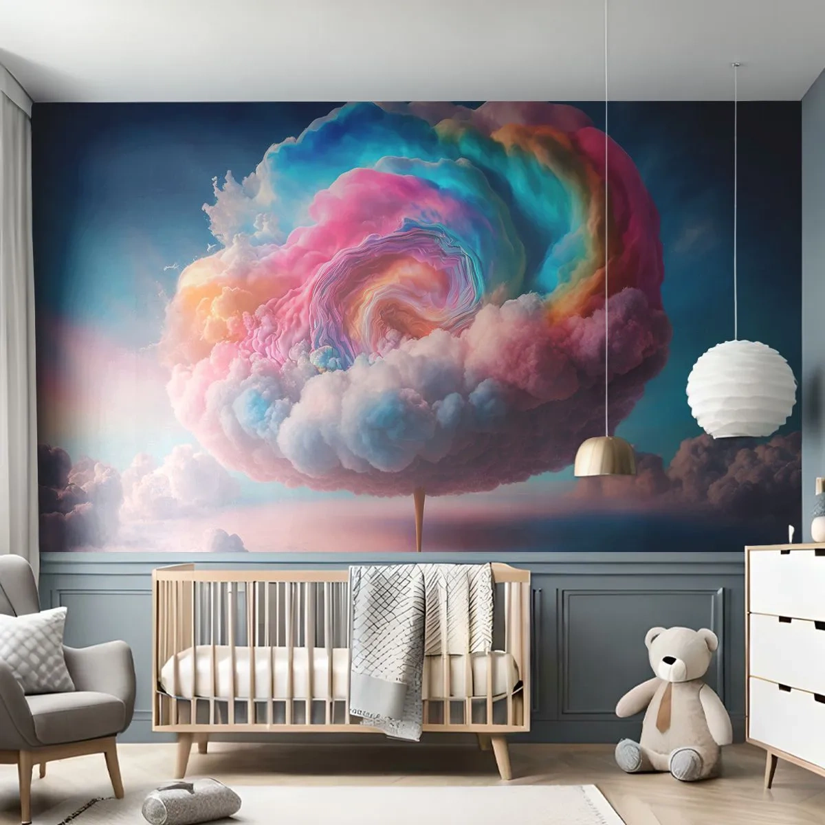 Photo Wallpaper Standard Eco - Dream of a Funfair - Pastel, Clouds, Sugary - 150x105 cm