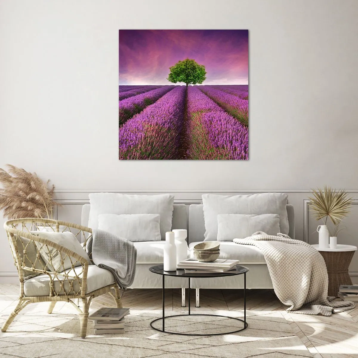 Glass picture - In the Fields of Lavender - 50x50 cm
