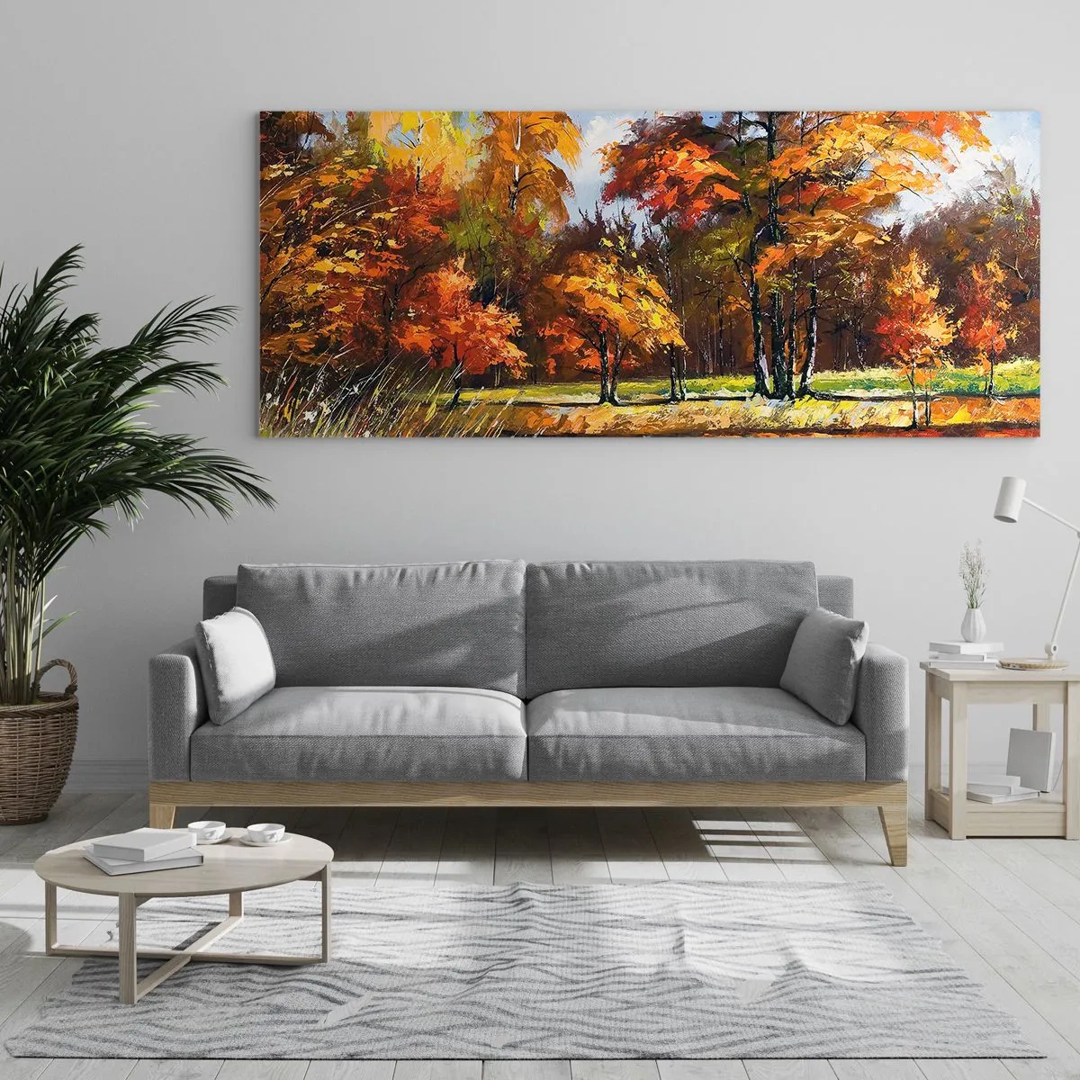 Glass picture - Landscape in Gold and Brown - 100x40 cm