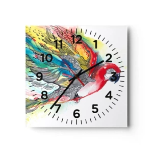 Wall clock - Clock on glass - Live Colourfully - 40x40 cm