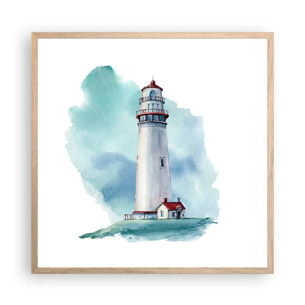 Poster in light oak frame - Gentle Sister of Blue - 60x60 cm