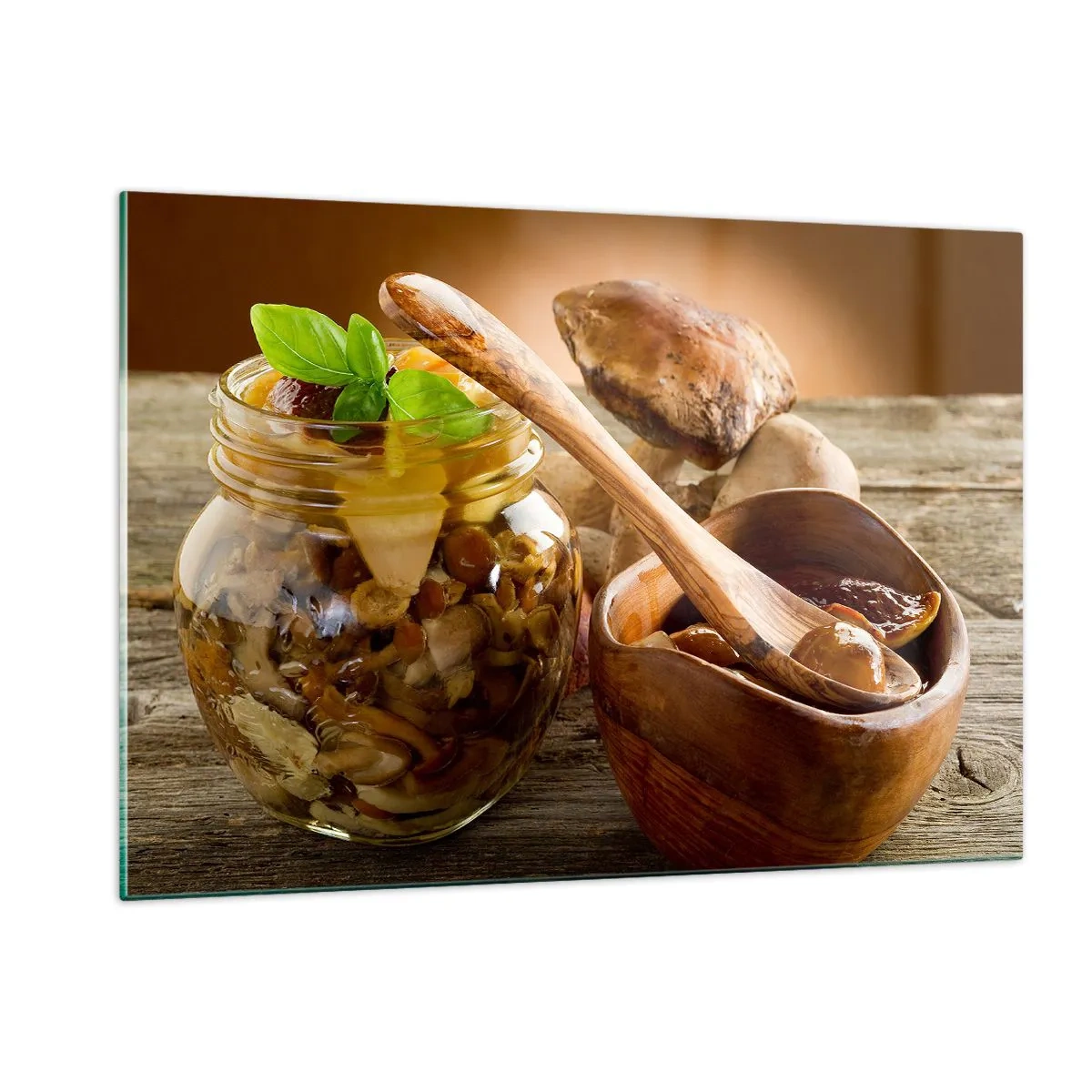 Glass picture - Boletus Fresh or Salted: Flavour of Autumn - 120x80 cm