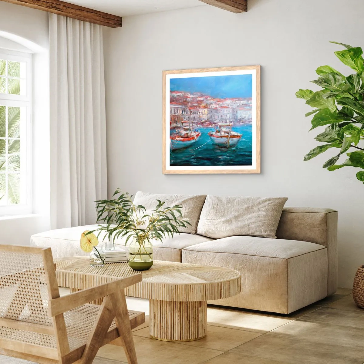 Poster in light oak frame - Italian Bay - 30x30 cm