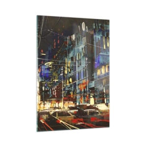 Glass picture - Evening Street Bustle - 50x70 cm