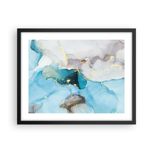 Poster in black frame - Study in Grey and  Turquoise Encounter - 50x40 cm