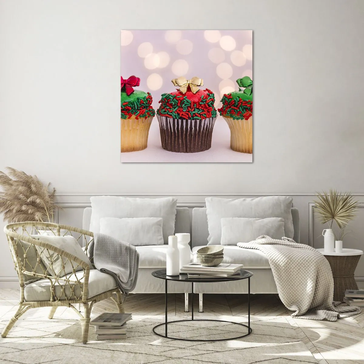 Glass picture - Cakes with a Bow - 50x50 cm