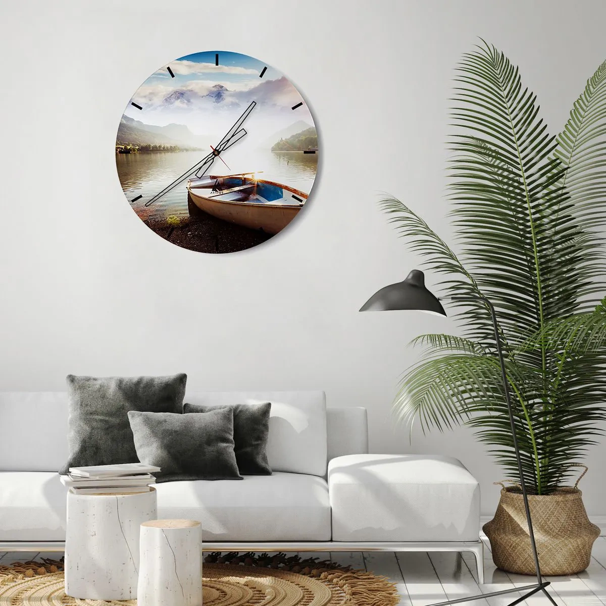 Wall clock - Clock on glass - By the Great, Clear Waters - 40x40 cm