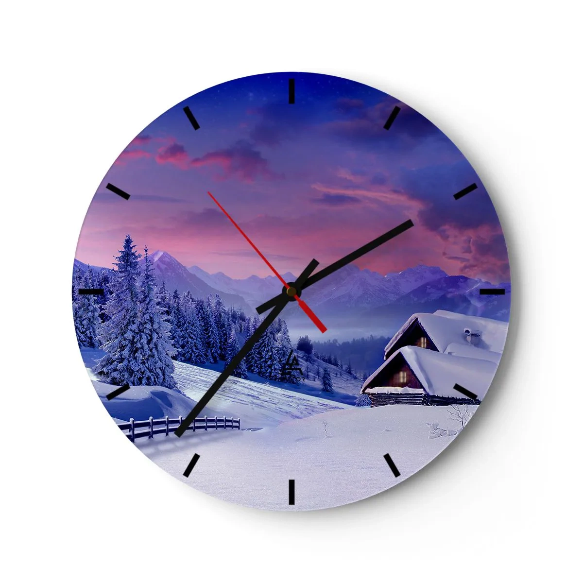 Wall clock - Clock on glass - Silent Night - 40x40 cm