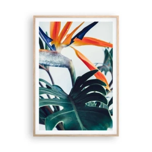 Poster in light oak frame - Birdy Bush - 70x100 cm