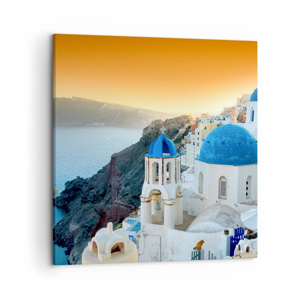 Canvas picture - Santorini - Snuggling up to the Rocks - 50x50 cm
