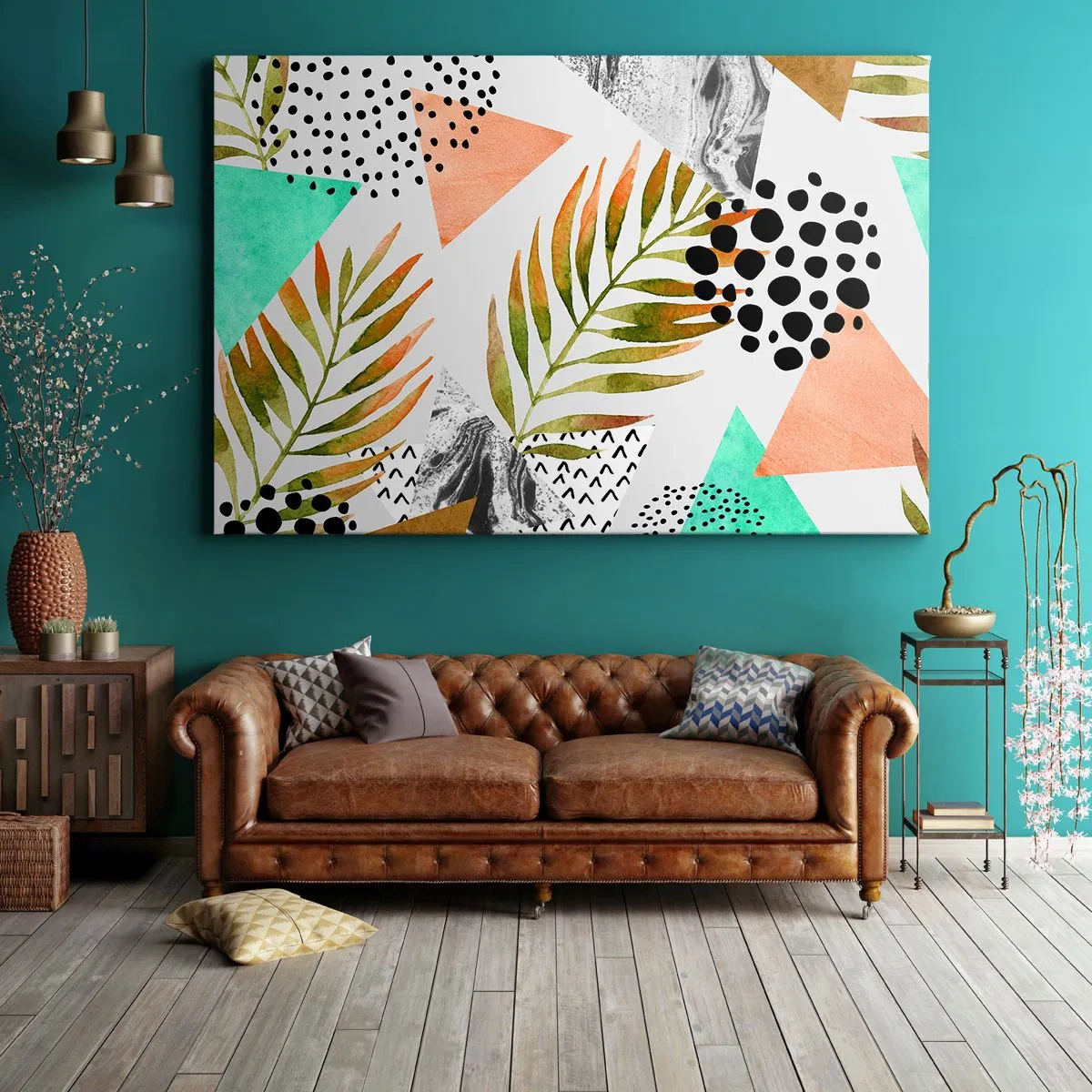 Canvas picture - Decorated with a Palm Leaf - 100x70 cm