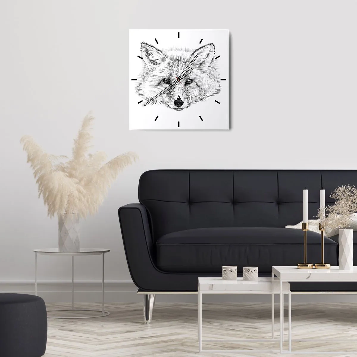 Wall clock - Clock on glass - Foxy Look - 30x30 cm