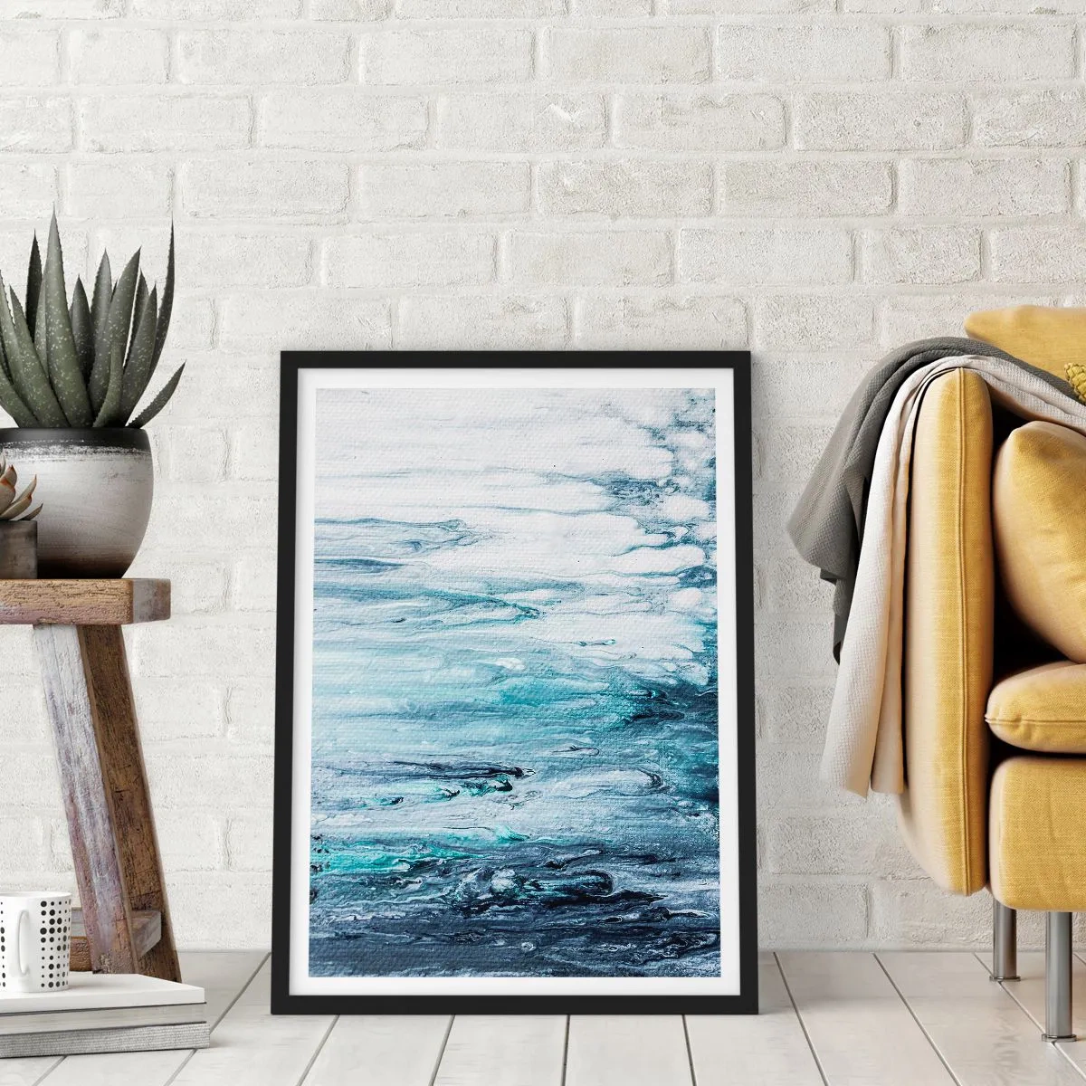 Poster in black frame - Blue Icicles - 30x40 cm