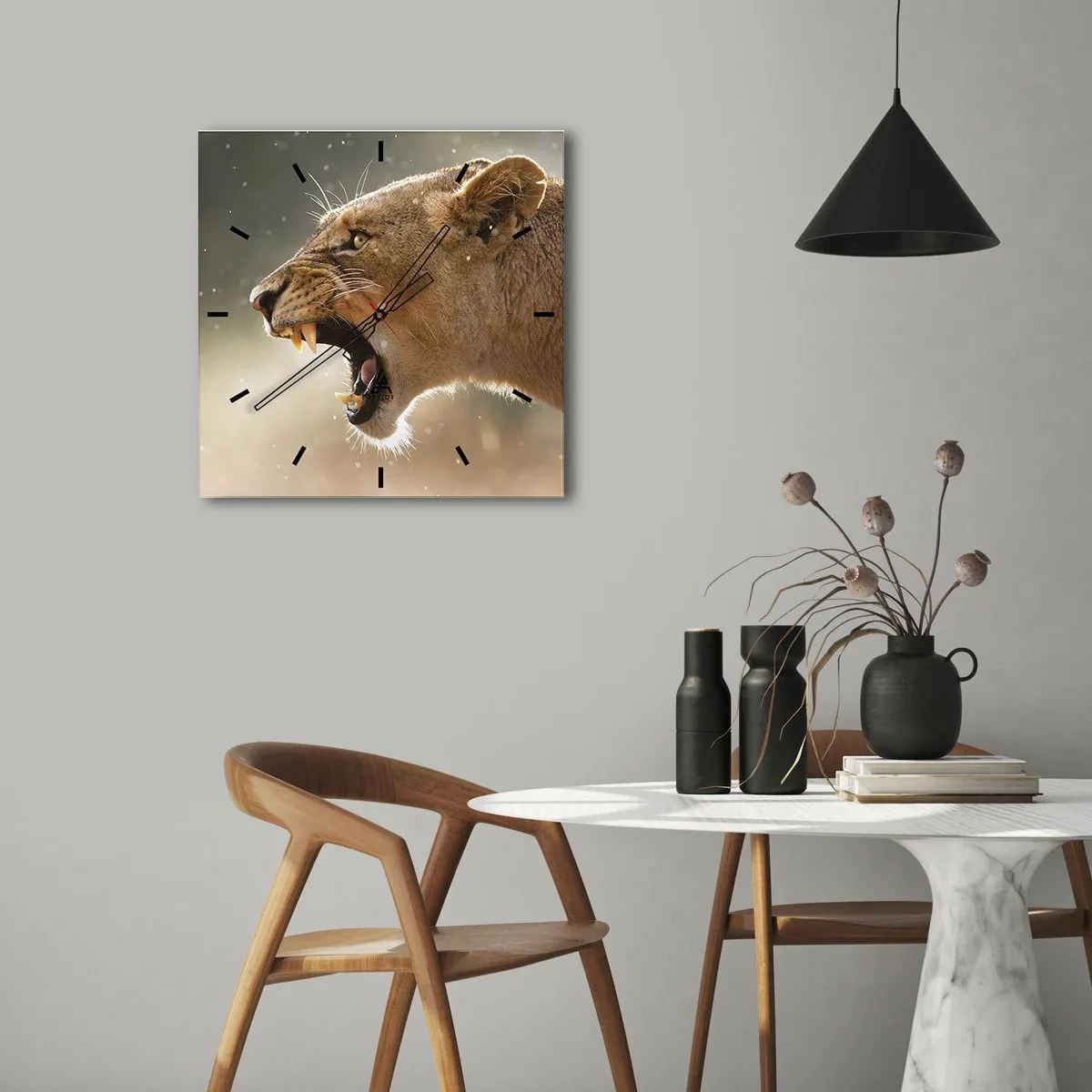 Wall clock - Clock on glass - Try Not to Listen - 40x40 cm