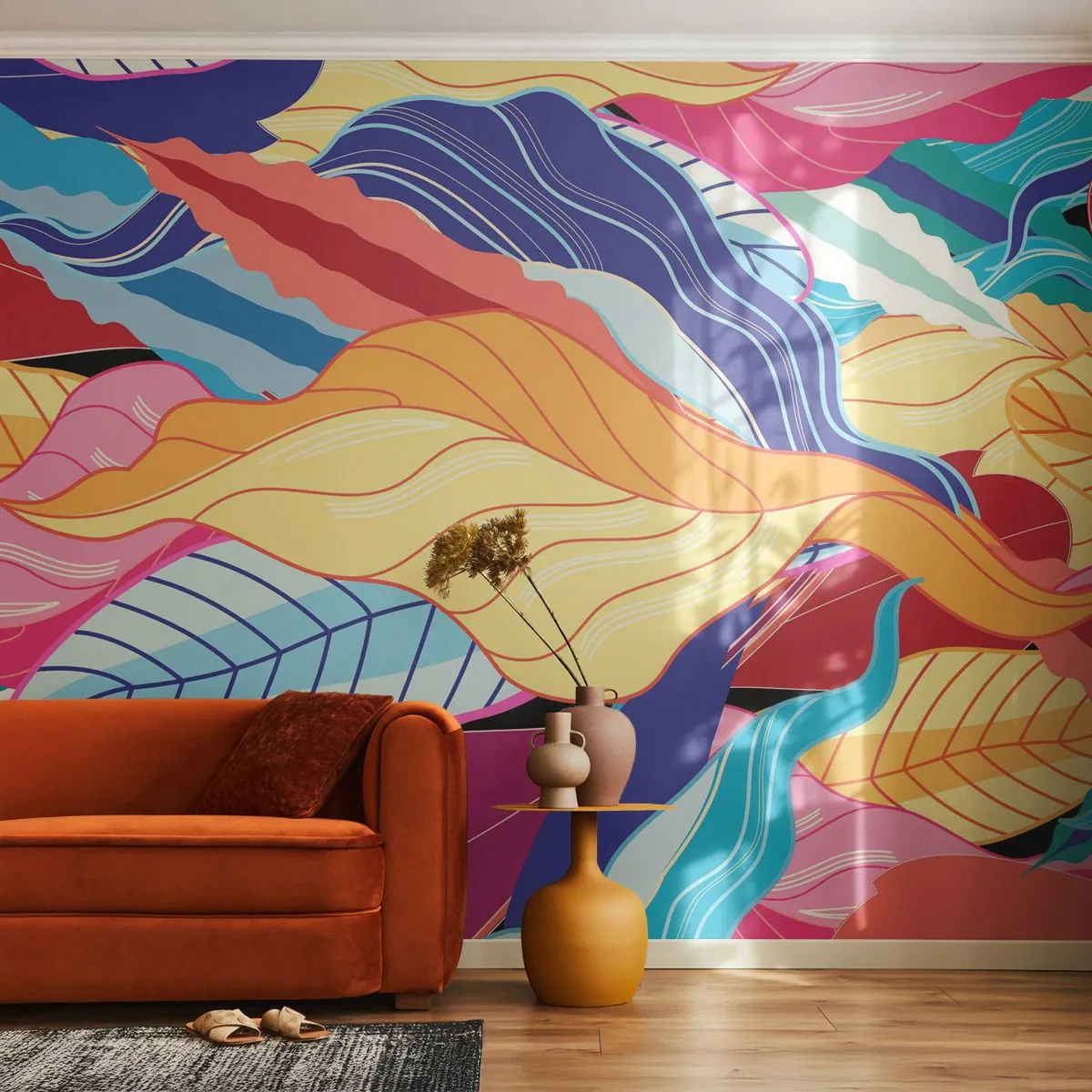 Photo Wallpaper Premium Canvas - Queen of Mess - Abstraction, Colorful leaves, Piece - 200x140 cm