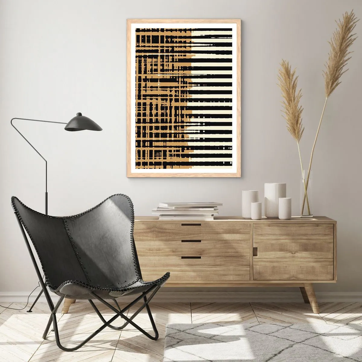 Poster in light oak frame - Architectural Abstract - 70x100 cm