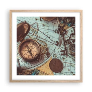 Poster in light oak frame - For Adventurers - 50x50 cm