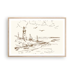 Poster in light oak frame - Outline of a Summer Postcard - 91x61 cm