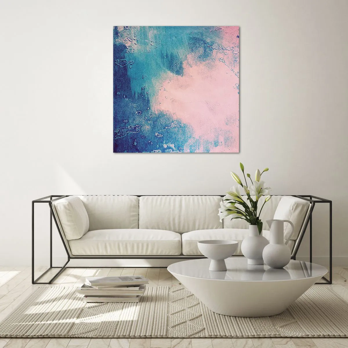 Glass picture - Blue Hug - 70x70 cm