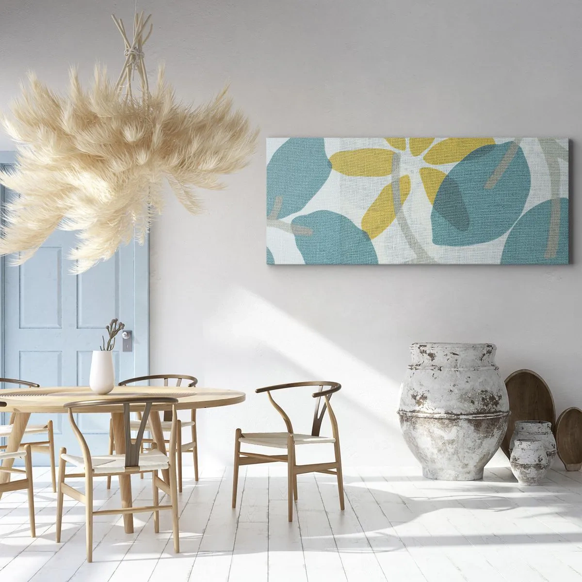 Canvas picture - Among Azure Leaves - 160x50 cm