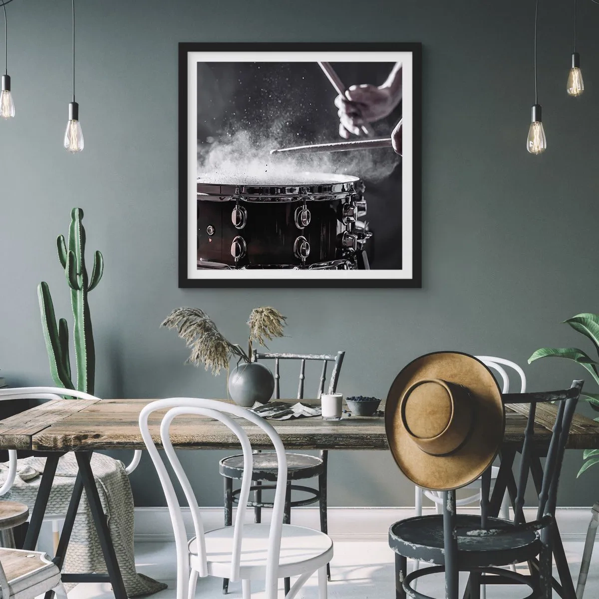 Poster in black frame - Pulse of Music - 40x40 cm