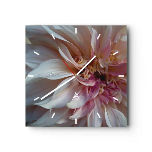 Wall clock - Clock on glass - Blooming Freshness - 30x30 cm