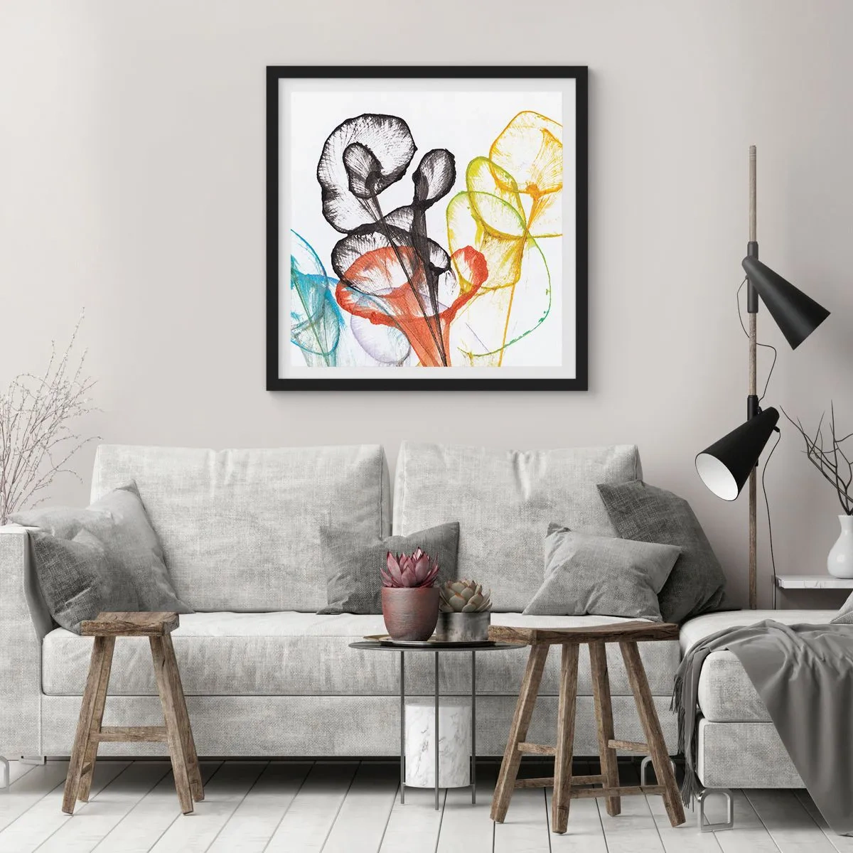 Poster in black frame - Flowers with a Soul - 60x60 cm