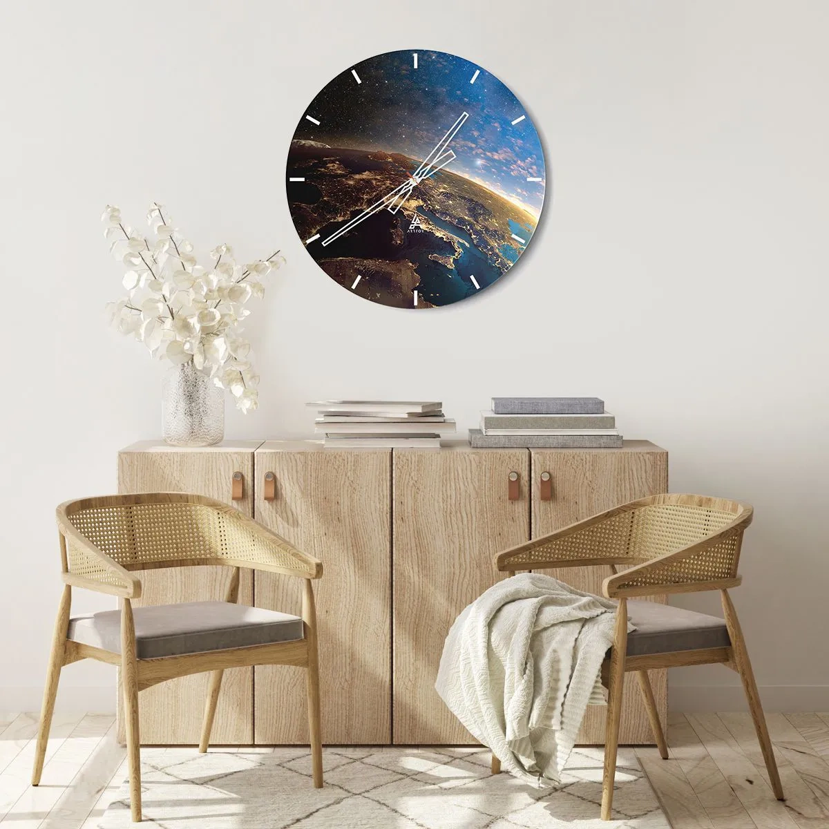 Wall clock - Clock on glass - Let's Look at Each Other from a Distance - 40x40 cm