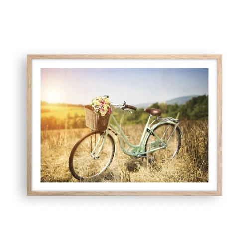 Poster in light oak frame - I will Stay Here for a While - 70x50 cm