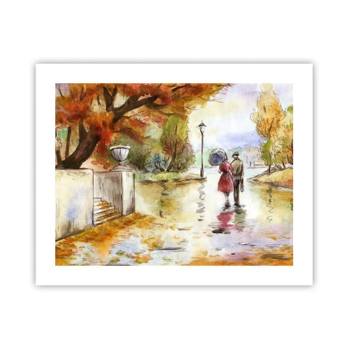 Poster - Romantic Autumn in a Park - 50x40 cm
