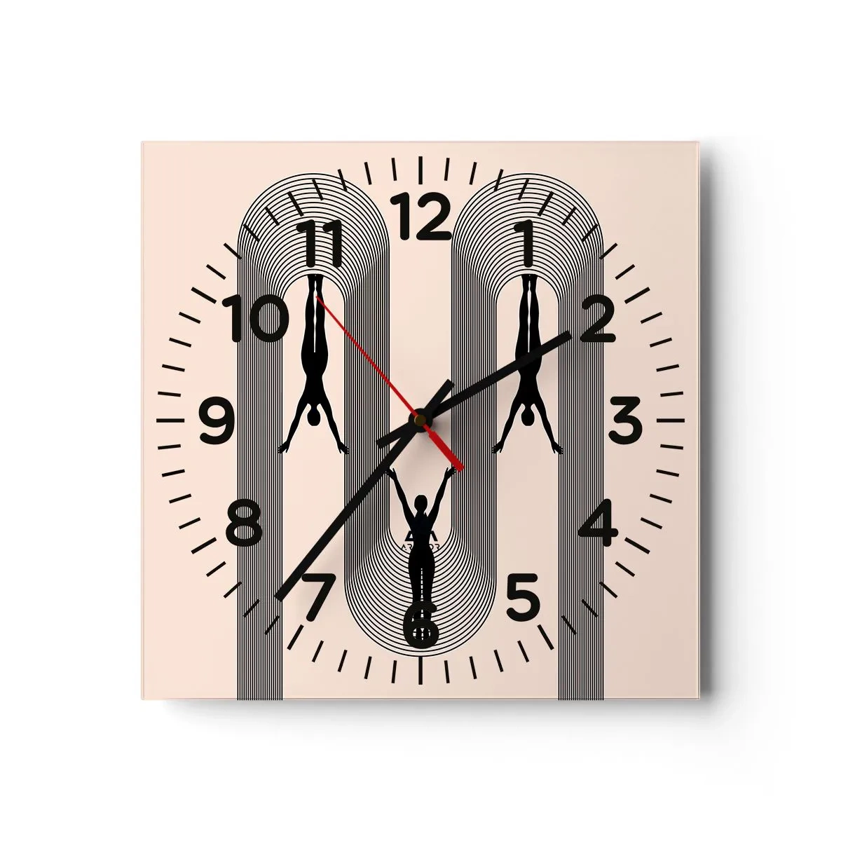 Wall clock - Clock on glass - Upside Down - 40x40 cm