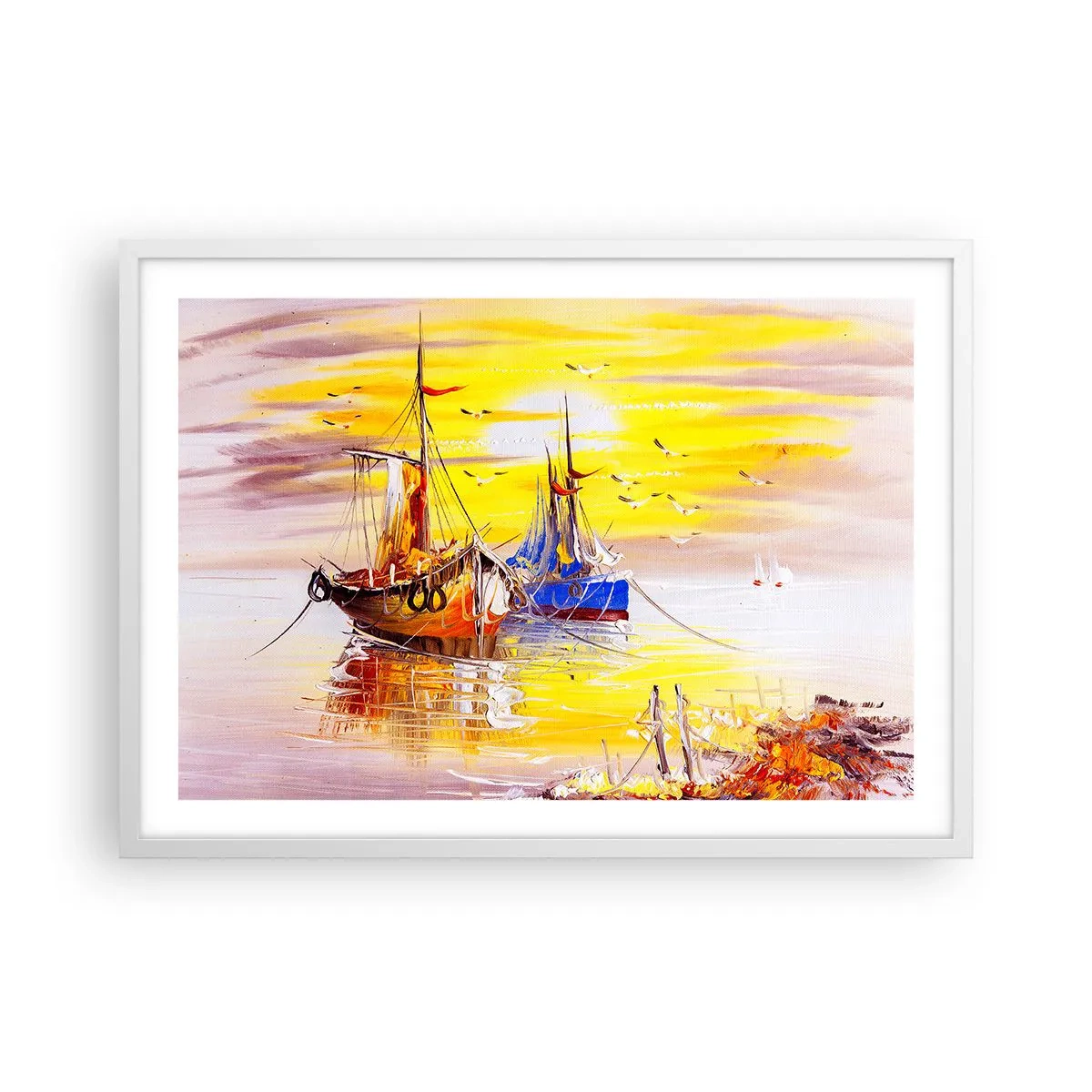 Poster in white frmae - Deserved Rest in Port - 70x50 cm