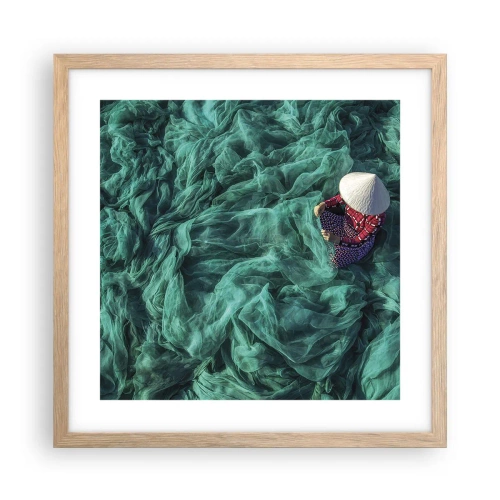 Poster in light oak frame - In the Sea of Nets - 40x40 cm