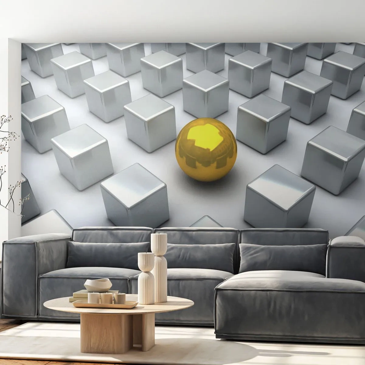 Photo Wallpaper Premium Sand - Why Me? Geometric Composition. - Abstraction, 3D, Graphics - 100x70 cm