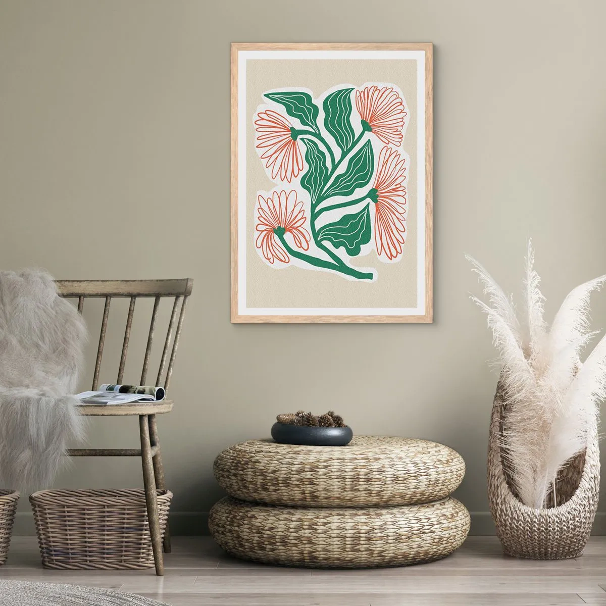 Poster in light oak frame - Folk and Modern - 30x40 cm