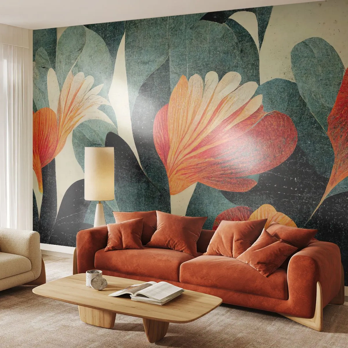 Self-Adhesive Photo Wallpaper Deluxe Sticker - Heat of the Tropics, Coolness of the Ground - Botany, Boho, Grunge - 100x70 cm