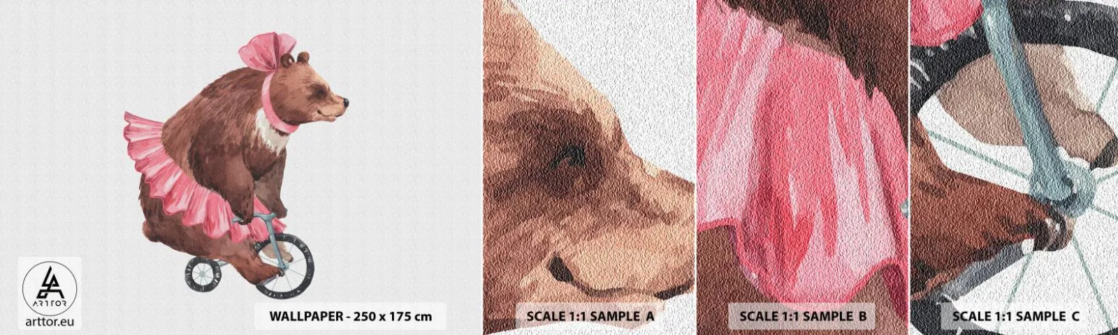 Photo Wallpaper Sample Self-Adhesive Deluxe Sticker - What a Circus! - Bear, Circus, Girlish - 100x30 cm