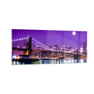 Glass picture - Big City Lights in Violet - 100x40 cm