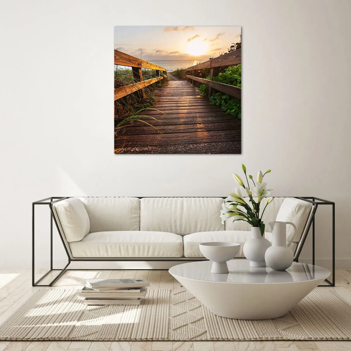 Glass picture - Straigh to the Shore - 70x70 cm