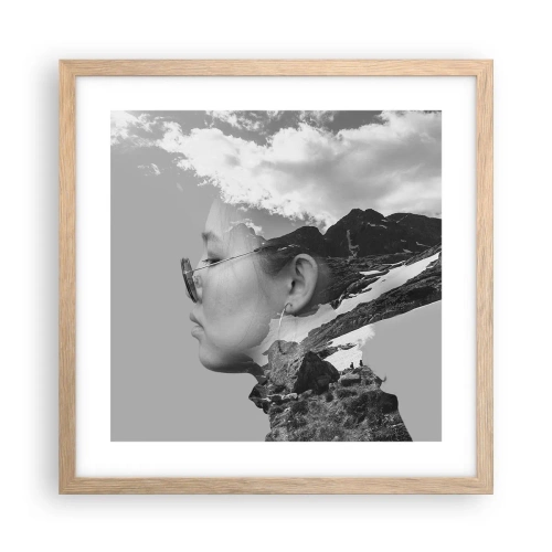 Poster in light oak frame - Cloudy Portrait - 40x40 cm