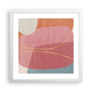 Poster in white frmae - Pastel Composition with a Golden Note - 40x40 cm