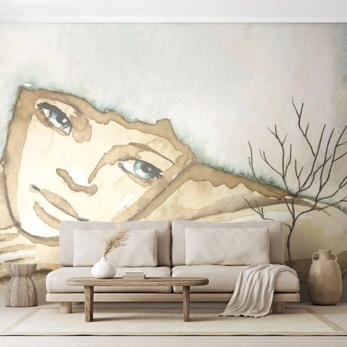 Photo Wallpaper Premium Sand - Tree of Poetry Springs from Silence - Fairy tale, Abstraction, For children - 400x280 cm